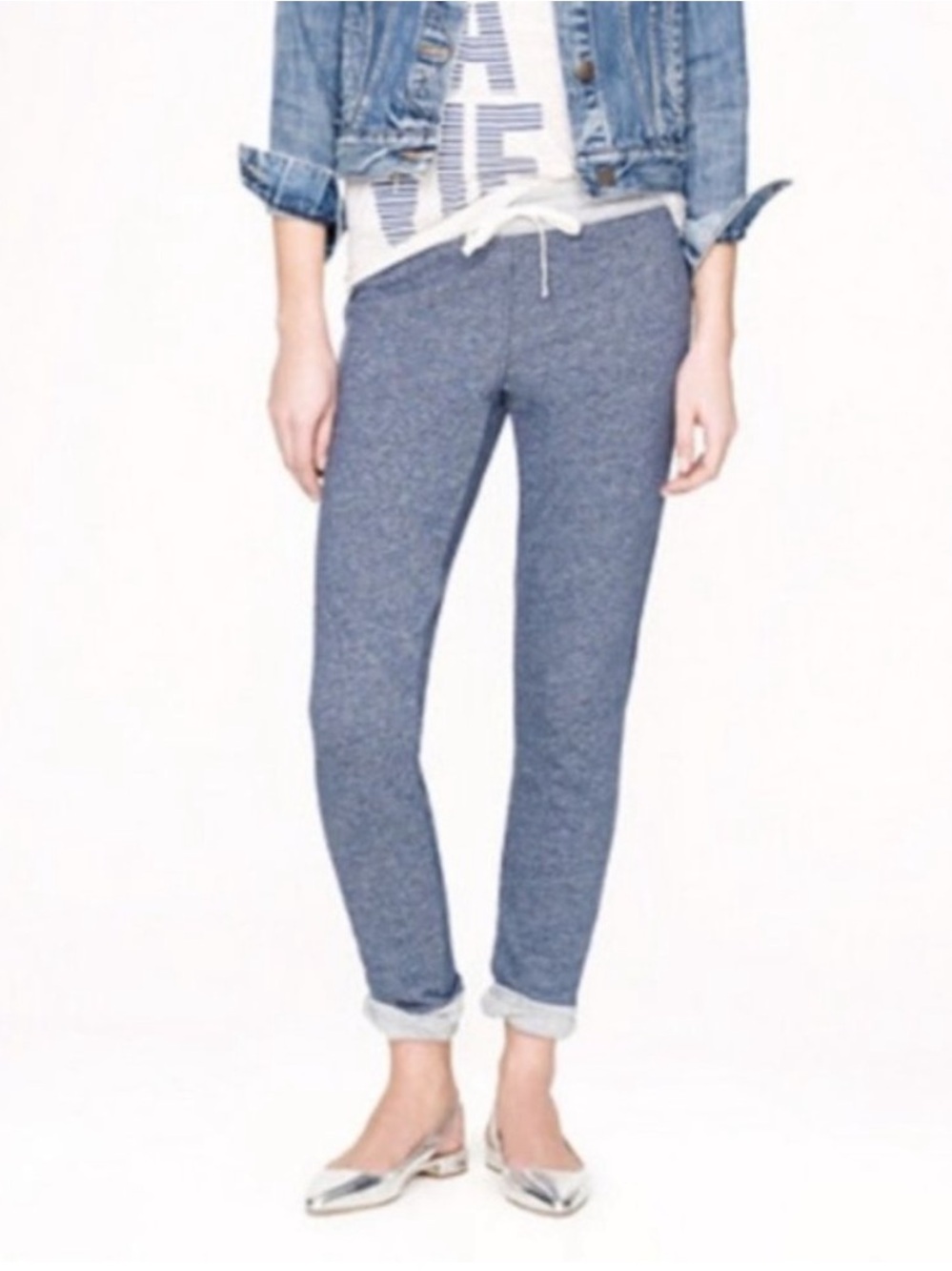 J. Crew Weekend Heather Blue Skinny Jogger Pants Sweatpants Fleece